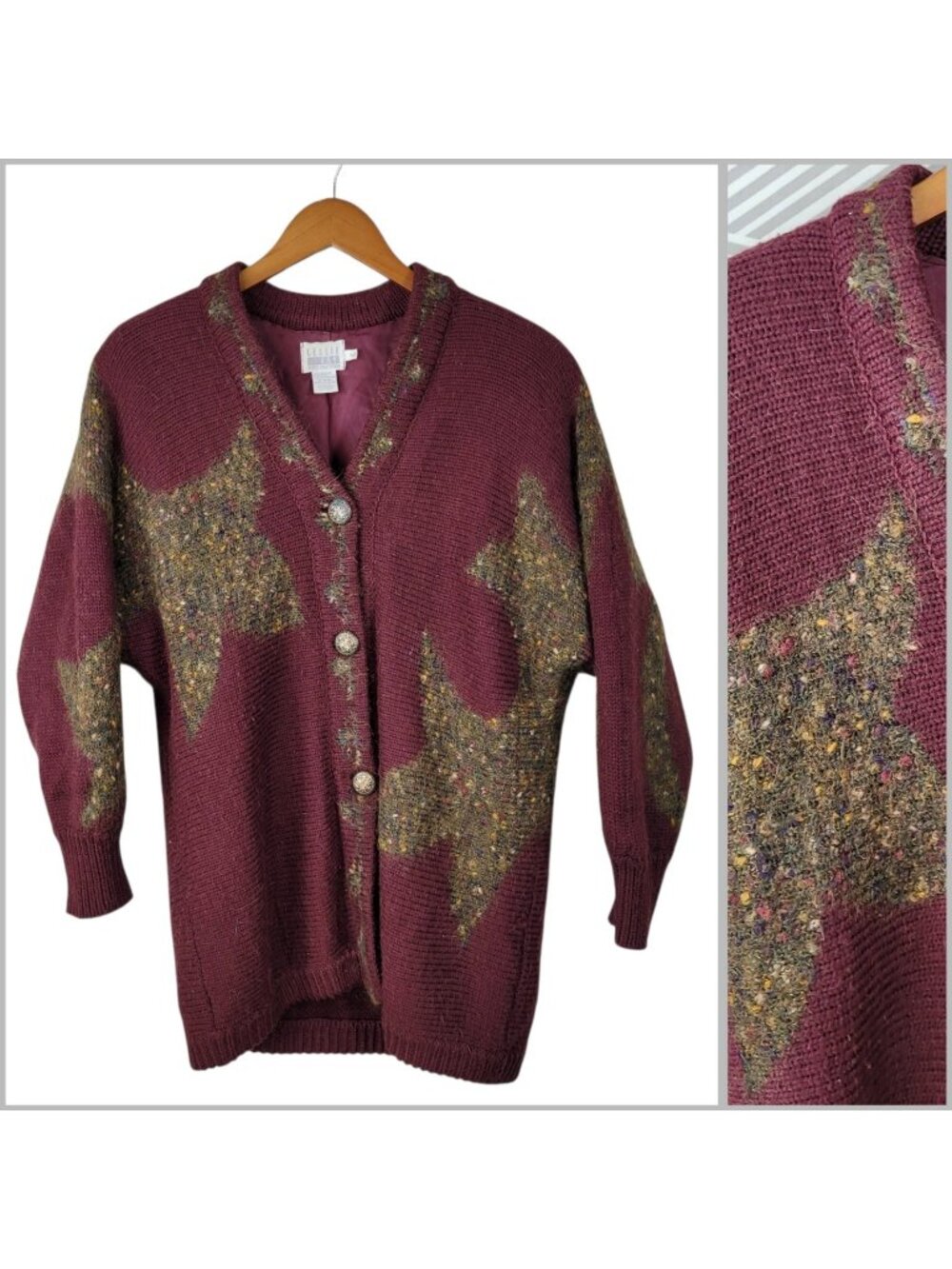 Vintage Long Mohair Cardigan Sweater Jacket Oversize Medium Lined Coat Warm Red